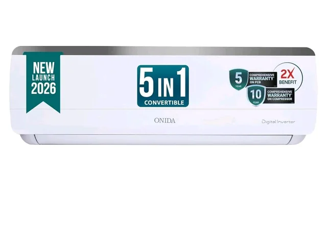 ONIDA 1.5 Ton 3 Star, New Star Rated, Inverter Split AC (Copper, Convertible 5-in-1, Fast Cooling at 55 °C, Deep Frost Clean, Turbo Flush Technology, IR193OMSE,White)