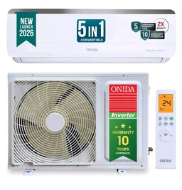 ONIDA 1.5 Ton 3 Star, New Star Rated, Inverter Split AC (Copper, Convertible 5-in-1, Fast Cooling at 55 °C, Deep Frost Clean, Turbo Flush Technology, IR193OMSE,White)