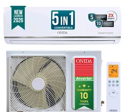 ONIDA 1 Ton 3 Star, New Star Rated, Inverter Split AC (Copper, Convertible 5-in-1, Fast Cooling at 55 °C, Deep Frost Clean, Turbo Flush Technology, IR123MGSP,White)