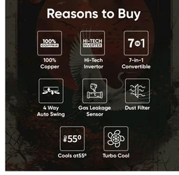 Sharp 1.76 Ton 3 star, New Star Rated, Split AC (4 Way Swing, 100% copper, Hi-Tech Inverter Compressor, 7 in1 Convertible, Turbo cool, Dust filter) - AH-SI24V3B-SCN, White