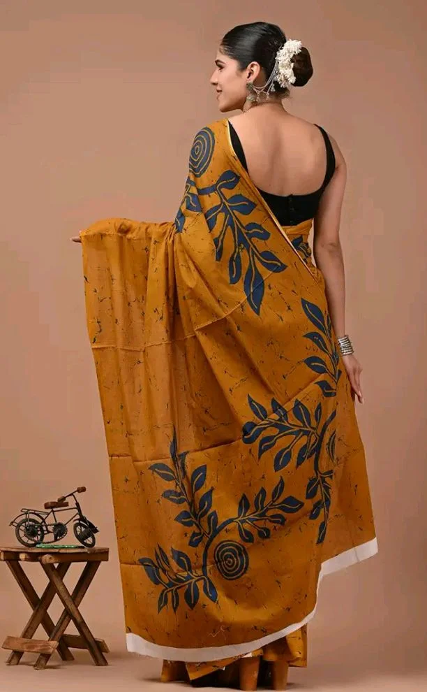 Crafts Moda Mulmul Cotton Saree for Women with Blouse Piece, Lightweight sari