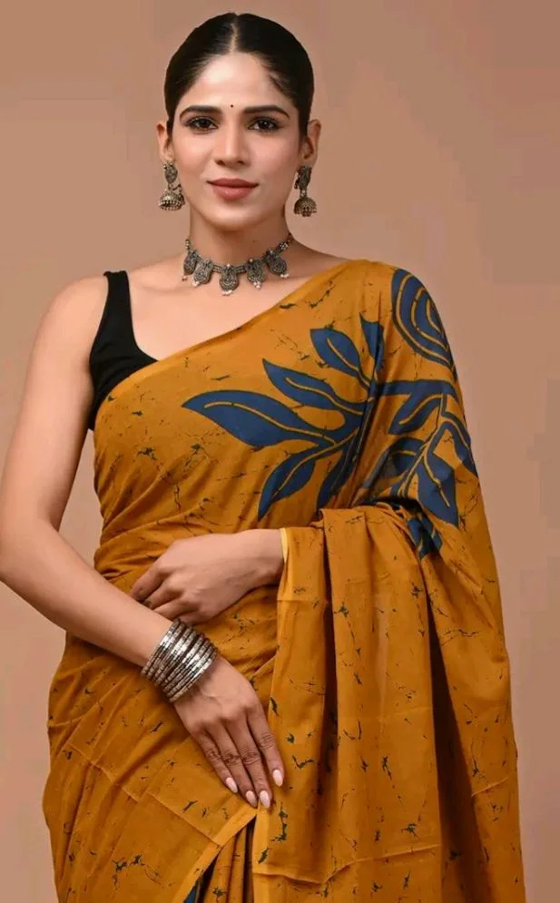 Crafts Moda Mulmul Cotton Saree for Women with Blouse Piece, Lightweight sari