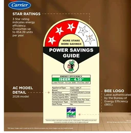 Carrier 1.5 Ton 3 Star Flexicool Inverter Split AC (Copper, Convertible 6-in-1 with Smart Energy Display, Insta Cool, Auto Clean, PM 2.5 Filter, New BEE rated, CAI18CE3R36F1, White)