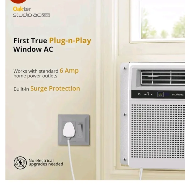 Oakter 0.5 Ton Inverter Studio AC 5000 (2026 Model) 3 Star | 6 Amp Plug | Low Power Consumption | 50°C Cooling | Surge Protection | Anti-Dust Filter | Ideal for 75 sq.ft Rooms