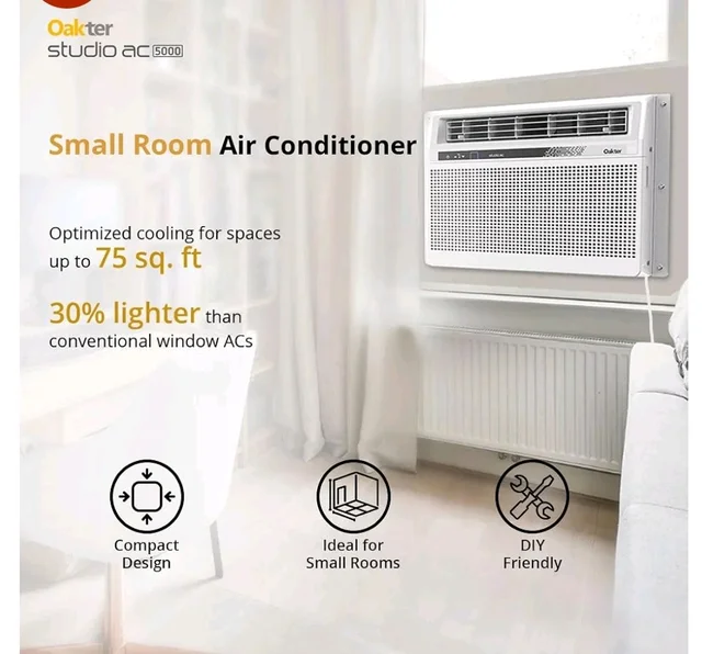Oakter 0.5 Ton Inverter Studio AC 5000 (2026 Model) 3 Star | 6 Amp Plug | Low Power Consumption | 50°C Cooling | Surge Protection | Anti-Dust Filter | Ideal for 75 sq.ft Rooms