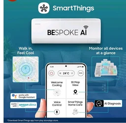 Samsung 1.5 Ton 3 Star,New Star rated, Bespoke AI Inverter Smart Split AC (WiFi, Energy Saving,Voice Control,Powerful Cooling,Copper, Digital Inverter, 4 Way swing, White, AR50H18D13HNNA)