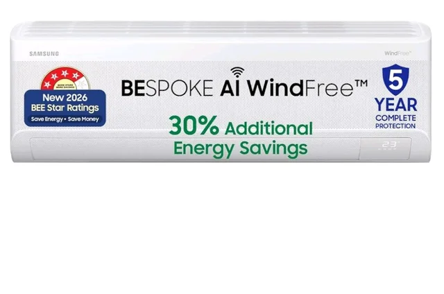 Samsung 1.5 Ton 4 Star Bespoke AI WindFree Inverter Smart Split AC (2026 Model, WiFi, Energy Saving, Voice Control, Powerful Cooling, Digital Inverter, 4 Way swing, 5 Step Convertible, AR60H19D1AWNNA)