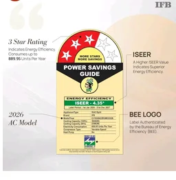IFB 1.5 Ton 3 Star,New star rated,AI Powered Inverter Split AC,Hybrid Mode, 8in1 Flexi Mode, Heavy Duty Compressor, 4 Way Swing, Self Clean, Dual Gold Fins,100% Copper Tubes,CI193GN22RGM3, white
200+ bought in past month
