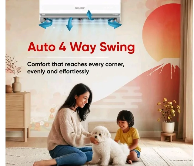 Sharp 0.95 Ton 3 star, New Star Rated,Split AC (4 Way Swing, 100% copper, Hi-Tech Inverter Compressor, 7in1 Convertible, Turbo cool, Dust filter) - AH-SI12V3B-GCN, White