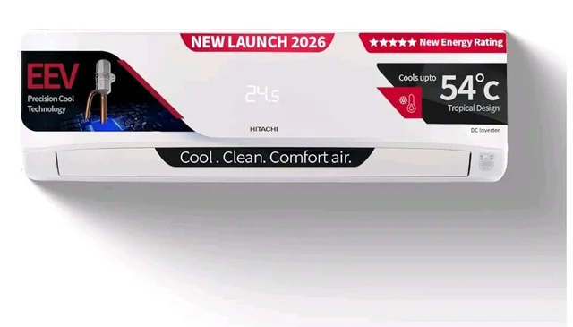 Hitachi Smart Choice 1.5 Ton 5 Star, New Star rated, Inverter Split AC (Copper, Smart View Display, 4 Way Swing, ice Clean, Anti-bacterial Filter,RAS.V518PCDIBT, White)