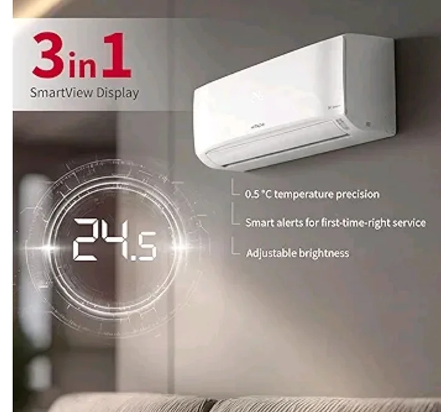 Hitachi Smart Choice 1.5 Ton 5 Star, New Star rated, Inverter Split AC (Copper, Smart View Display, 4 Way Swing, ice Clean, Anti-bacterial Filter,RAS.V518PCDIBT, White)