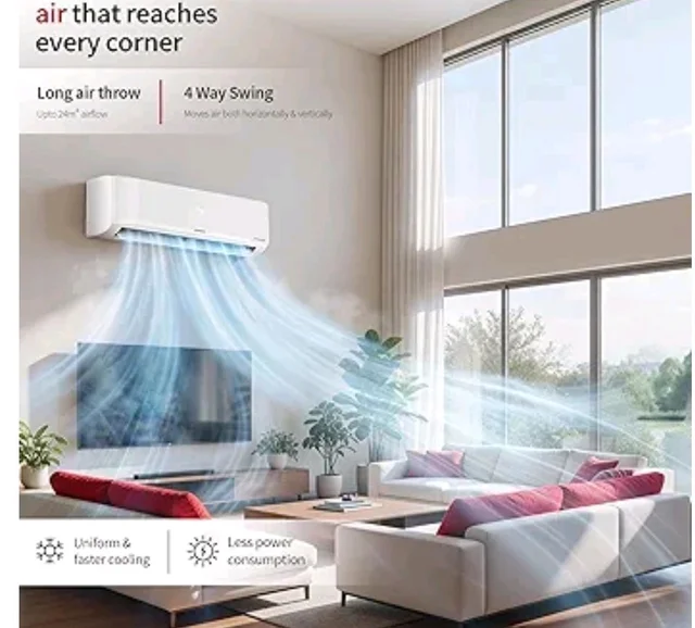 Hitachi Smart Choice 1.5 Ton 5 Star, New Star rated, Inverter Split AC (Copper, Smart View Display, 4 Way Swing, ice Clean, Anti-bacterial Filter,RAS.V518PCDIBT, White)