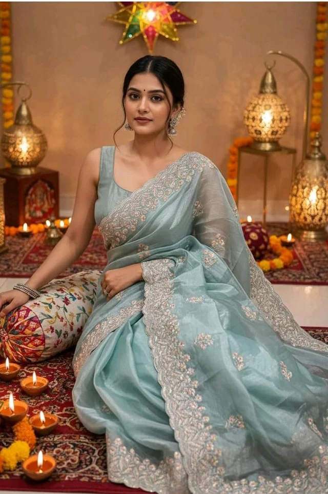 Glory Sarees Women’s Organza Chiffon Embroidery Work Scallop Border Saree With Blouse Piece (Chiffon101_Parent)
50+ bought in past month