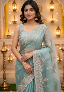Glory Sarees Women’s Organza Chiffon Embroidery Work Scallop Border Saree With Blouse Piece (Chiffon101_Parent)
50+ bought in past month