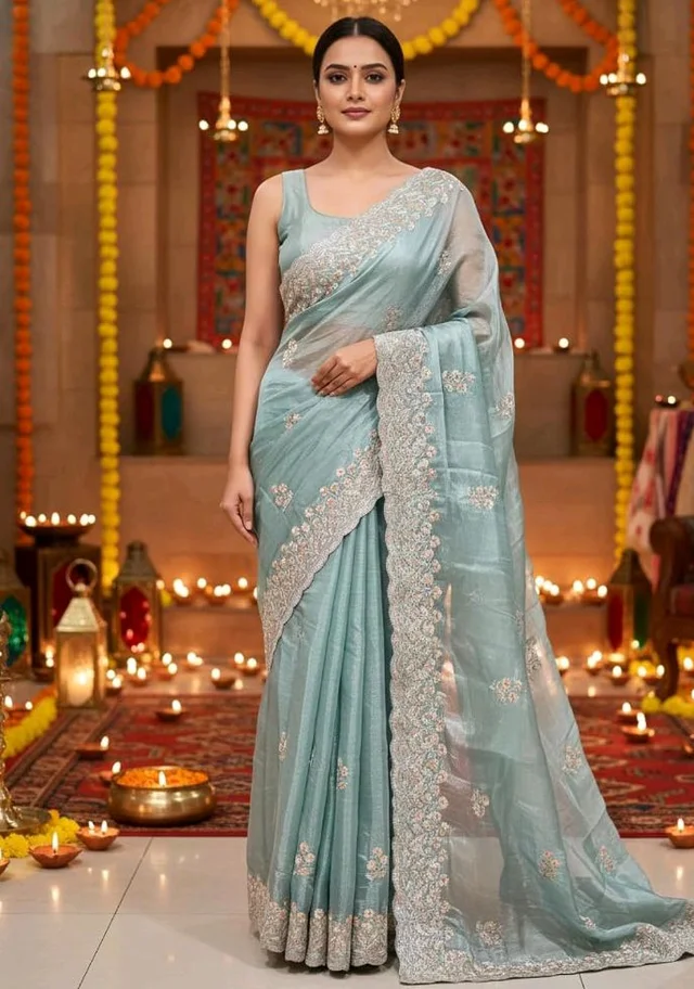 Glory Sarees Women’s Organza Chiffon Embroidery Work Scallop Border Saree With Blouse Piece (Chiffon101_Parent)
50+ bought in past month