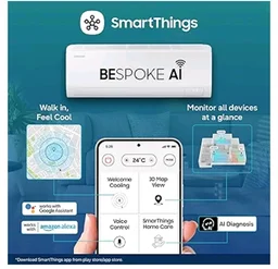 Samsung 1 Ton 5 Star,New Star rated Bespoke AI Inverter Smart Split AC (WiFi, Energy Saving, Voice Control, Powerful Cooling, Copper, Digital Inverter, 4 Way swing,white,AR50H12D1ZHNNA)