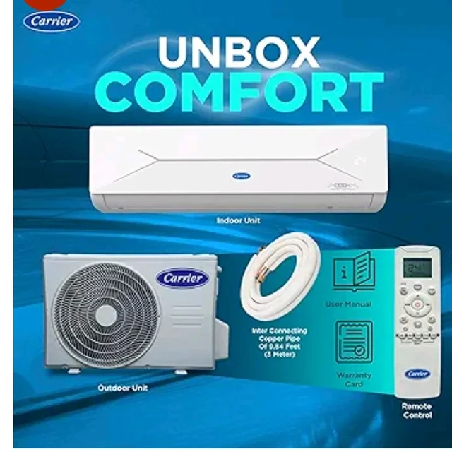 Carrier 1.5 Ton 5 Star, New Star rated, Flexicool Inverter Split AC (Copper, Convertible 6-in-1 with Smart Energy Display, Insta Cool, Auto Clean and PM 2.5 Filter, ESTER EDGE Gxi-CAI18EE5R36F0, White)