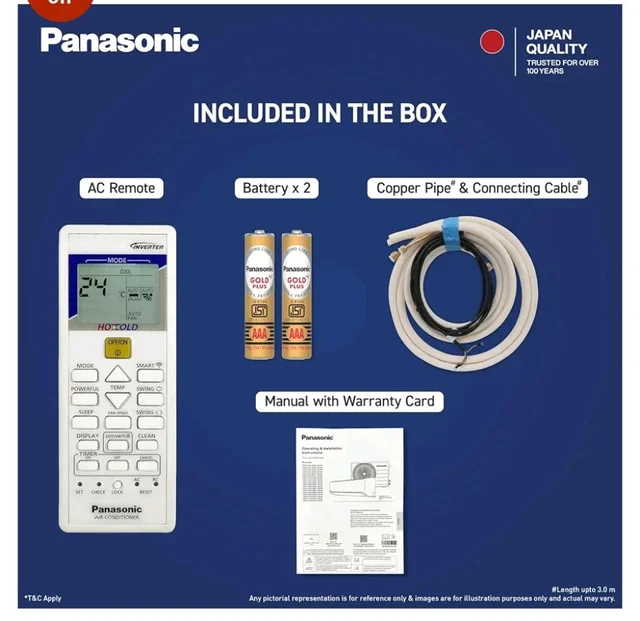 Panasonic 1.5 Ton 3 Star New Star Rated Hot & Cold Wi-Fi Inverter Smart Split AC (Matter/MirAIe, AI, -10~55°C Oper., Copper Condenser, 8in1 Convertible, 4-Way, PM 0.1 Filter, CS/CU-EZ18CKYXFM,White)