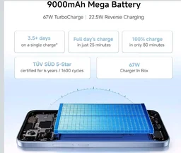 Redmi Note 17 Pro 5G (Stealth Black, 8GB RAM, 128GB ROM) | 9000mAh Battery + 67W TurboCharge* | 6.83" 12-bit TrueColour AMOLED | No.1 Care Plan | SD 6s Gen 4 | 50MP OIS Camera | Victus 2 | IP69K - Stealth Black