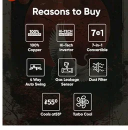 Sharp 0.95 Ton 3 star, New Star Rated,Split AC (4 Way Swing, 100% copper, Hi-Tech Inverter Compressor, 7in1 Convertible, Turbo cool, Dust filter) - AH-SI12V3B-GCN, White
