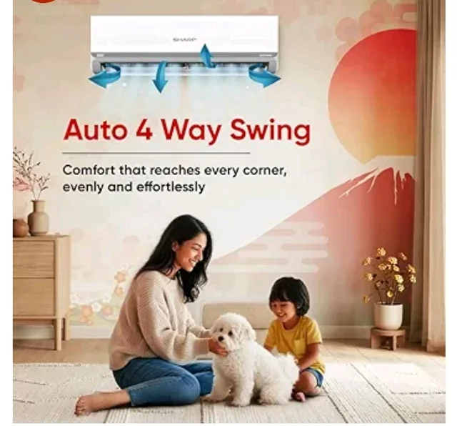 Sharp 0.95 Ton 3 star, New Star Rated,Split AC (4 Way Swing, 100% copper, Hi-Tech Inverter Compressor, 7in1 Convertible, Turbo cool, Dust filter) - AH-SI12V3B-GCN, White