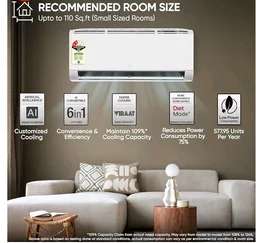 LG Essential Series, 0.8 Ton 2 Star, Smart Inverter Split AC (100% Copper Condenser, Convertible 6-in-1 Cooling, Faster Cooling & Energy Saving, HD Filter with AntiVirus Protection, AS-Q11KNVE, White)