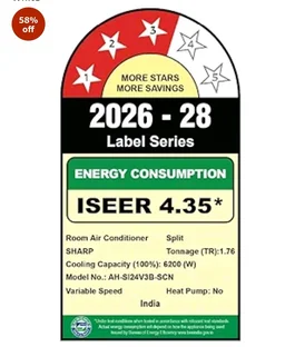 Sharp 1.76 Ton 3 star, New Star Rated, Split AC (4 Way Swing, 100% copper, Hi-Tech Inverter Compressor, 7 in1 Convertible, Turbo cool, Dust filter) - AH-SI24V3B-SCN, White
