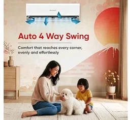 Sharp 1.76 Ton 3 star, New Star Rated, Split AC (4 Way Swing, 100% copper, Hi-Tech Inverter Compressor, 7 in1 Convertible, Turbo cool, Dust filter) - AH-SI24V3B-SCN, White