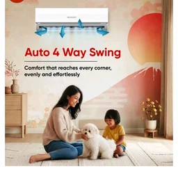 Sharp 0.95 Ton 3 star, New Star Rated,Split AC (4 Way Swing, 100% copper, Hi-Tech Inverter Compressor, 7in1 Convertible, Turbo cool, Dust filter) - AH-SI12V3B-GCN, White