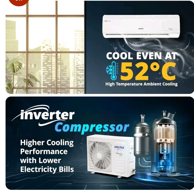 Voltas 1.5 Ton 5 Star Inverter Split AC (Copper, 4-in-1 Adjustable Mode, Sleep Mode, Anti-dust Filter with Anti-Microbial Coating, 185V Vectra CAR, White)