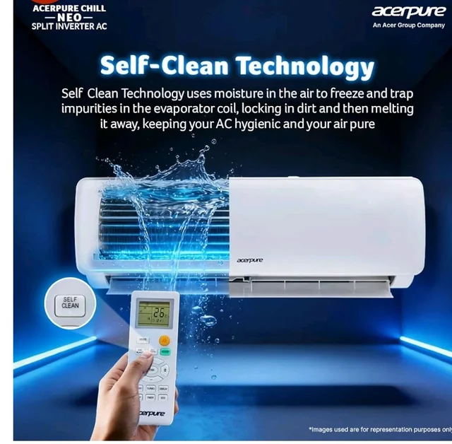 Acerpure Chill Neo 1 Ton 3 star, 3795W Max Cooling Capacity,Split AC (Copper, 4 Way Swing, 7 in1, Ice blast mode, Auto Clean, Dust Filter, Inverter Compresso, sleep_mode, AC5IPG61TN3W, White)
