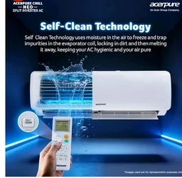 Acerpure Chill Neo 1 Ton 3 star, 3795W Max Cooling Capacity,Split AC (Copper, 4 Way Swing, 7 in1, Ice blast mode, Auto Clean, Dust Filter, Inverter Compresso, sleep_mode, AC5IPG61TN3W, White)