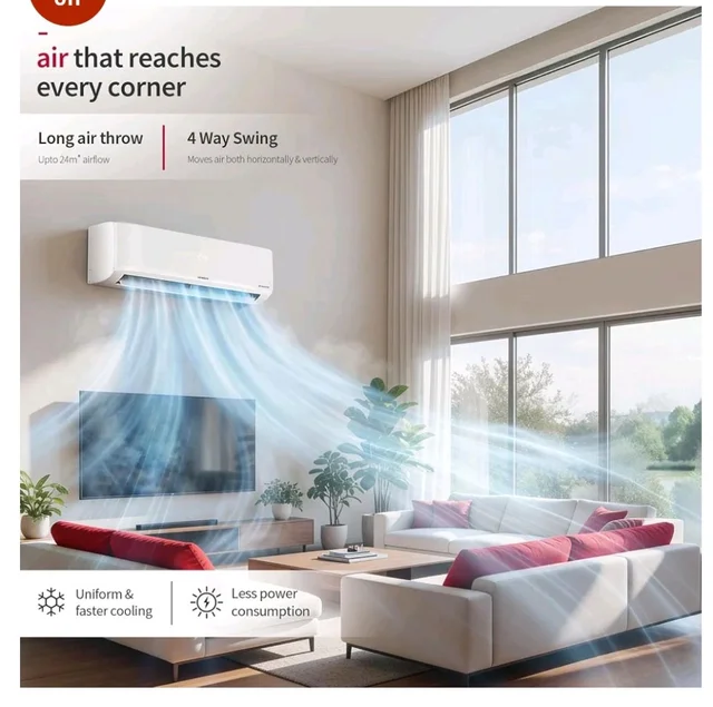 Hitachi Smart Choice 1.5 Ton 3 Star, New Star rated, Inverter Split AC(Copper, Smart View Display, 4 Way Swing,RAS.D318PCD2BS1, White)