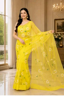 Visit the store
4.1 out of 5 stars 12
Jogal Women's Floral Designer Hand Brush Painted Zari Organza Saree with Unstitched Blouse Piece
100+ bought in past month