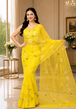 Visit the store
4.1 out of 5 stars 12
Jogal Women's Floral Designer Hand Brush Painted Zari Organza Saree with Unstitched Blouse Piece
100+ bought in past month