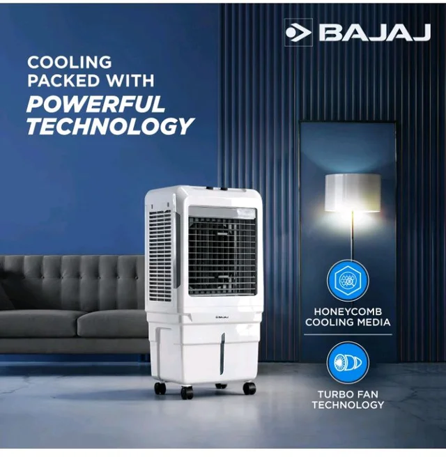 Bajaj DMH 85X 85L Desert Air Cooler | High Air Delivery with Turbo Fan Technology | 3-Side Honeycomb Cooling & 4-Way Swing | Inverter Compatible | 1 Year Warranty【White】
56%
off