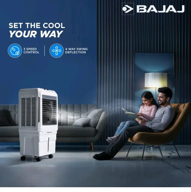 Bajaj DMH 85X 85L Desert Air Cooler | High Air Delivery with Turbo Fan Technology | 3-Side Honeycomb Cooling & 4-Way Swing | Inverter Compatible | 1 Year Warranty【White】
56%
off