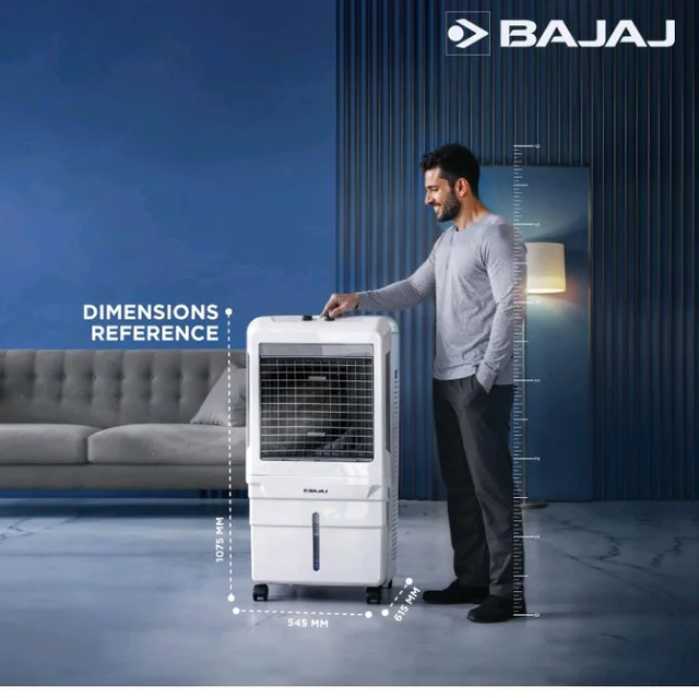 Bajaj DMH 85X 85L Desert Air Cooler | High Air Delivery with Turbo Fan Technology | 3-Side Honeycomb Cooling & 4-Way Swing | Inverter Compatible | 1 Year Warranty【White】
56%
off