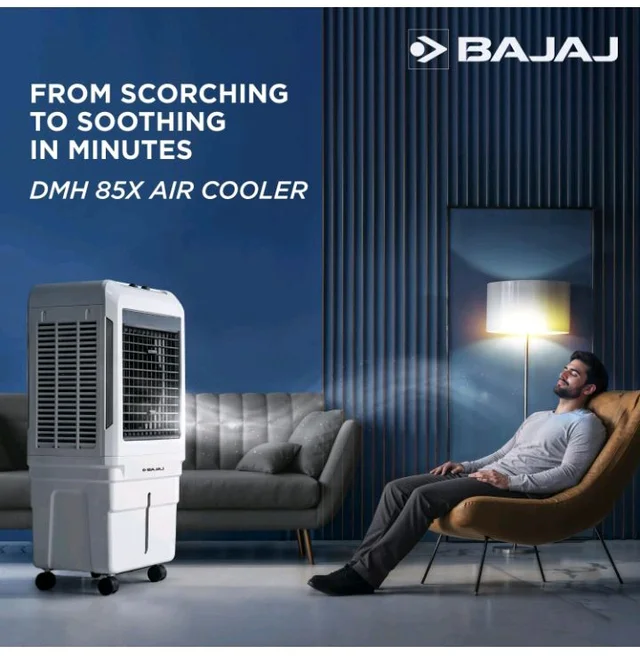 Bajaj DMH 85X 85L Desert Air Cooler | High Air Delivery with Turbo Fan Technology | 3-Side Honeycomb Cooling & 4-Way Swing | Inverter Compatible | 1 Year Warranty【White】
56%
off