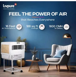 Livpure GoodAir Window 52L Air Cooler | 188 Sq. Ft. Area Coverage| 190 Watt Motor with Overload Protection |Inverter Compatible|Woodwool Cooling Pads |2 Yrs Motor W