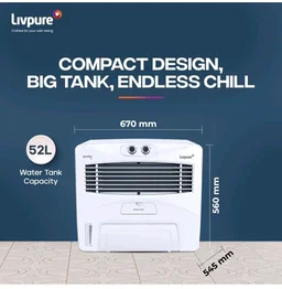Livpure GoodAir Window 52L Air Cooler | 188 Sq. Ft. Area Coverage| 190 Watt Motor with Overload Protection |Inverter Compatible|Woodwool Cooling Pads |2 Yrs Motor W