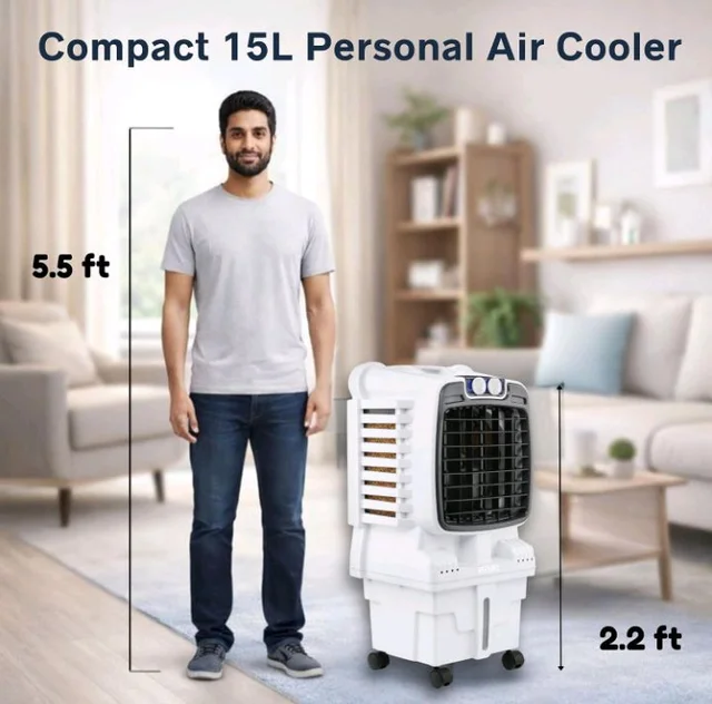 BePure CoolX 15L Air Cooler | High Air Delivery up to 1500 m³/hr | Low Noise Performance | Energy-Efficient Operation | 3-Side Honeycomb Cooling Pads