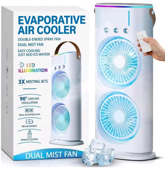 ๐ช๐ถ๐๐ต ๐ญ๐ฒ ๐ฌ๐ฒ๐ฎ๐ฟ๐ ๐ช๐ฎ๐ฟ๐ฟ๐ฎ๐ป๐๐) Personal Desk Cooler with Dual Fans Cool Mist Function & Oscillation Compact Portable Cooling Fan with Remote Control for Home Office & Kitchen