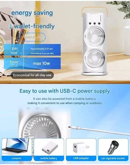 ๐ช๐ถ๐๐ต ๐ญ๐ฒ ๐ฌ๐ฒ๐ฎ๐ฟ๐ ๐ช๐ฎ๐ฟ๐ฟ๐ฎ๐ป๐๐) Personal Desk Cooler with Dual Fans Cool Mist Function & Oscillation Compact Portable Cooling Fan with Remote Control for Home Office & Kitchen