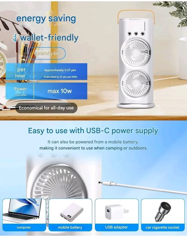 ๐ช๐ถ๐๐ต ๐ญ๐ฒ ๐ฌ๐ฒ๐ฎ๐ฟ๐ ๐ช๐ฎ๐ฟ๐ฟ๐ฎ๐ป๐๐) Personal Desk Cooler with Dual Fans Cool Mist Function & Oscillation Compact Portable Cooling Fan with Remote Control for Home Office & Kitchen