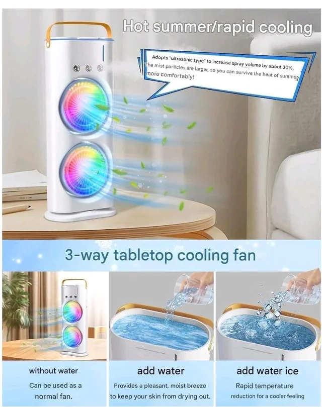 ๐ช๐ถ๐๐ต ๐ญ๐ฒ ๐ฌ๐ฒ๐ฎ๐ฟ๐ ๐ช๐ฎ๐ฟ๐ฟ๐ฎ๐ป๐๐) Personal Desk Cooler with Dual Fans Cool Mist Function & Oscillation Compact Portable Cooling Fan with Remote Control for Home Office & Kitchen