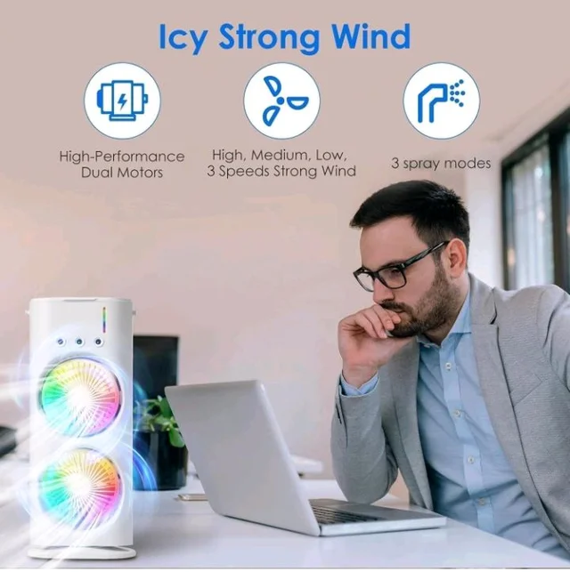 ๐ช๐ถ๐๐ต ๐ญ๐ฒ ๐ฌ๐ฒ๐ฎ๐ฟ๐ ๐ช๐ฎ๐ฟ๐ฟ๐ฎ๐ป๐๐) Personal Desk Cooler with Dual Fans Cool Mist Function & Oscillation Compact Portable Cooling Fan with Remote Control for Home Office & Kitchen