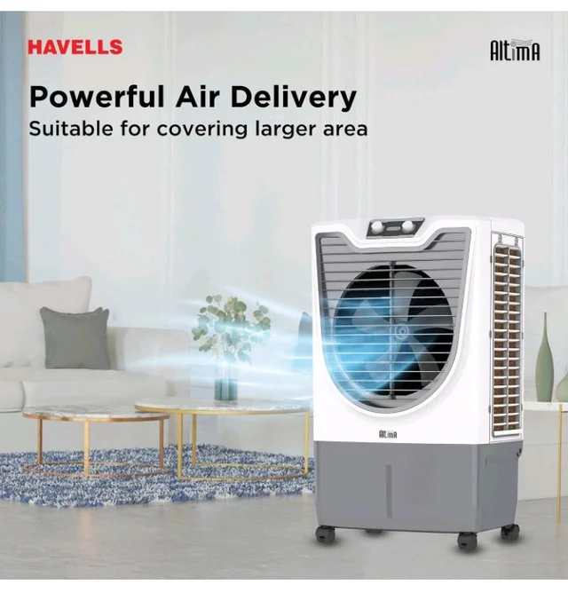 Havells Altima 70 L Desert Air Cooler for Home/Office|Powerful Air-Delivery|Bacteria Shield Honeycomb Pads|Ice Chamber|Front Wheels with brakes|Double Ball Bearing Motor|Inverter Compatible