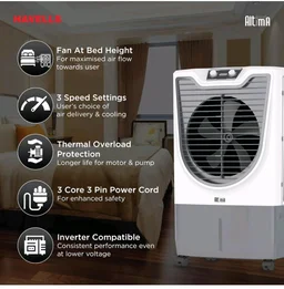 Havells Altima 70 L Desert Air Cooler for Home/Office|Powerful Air-Delivery|Bacteria Shield Honeycomb Pads|Ice Chamber|Front Wheels with brakes|Double Ball Bearing Motor|Inverter Compatible