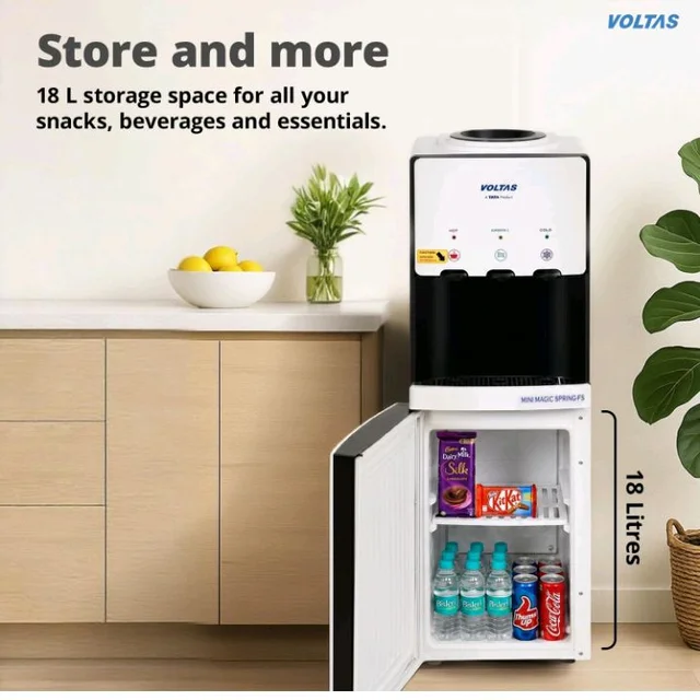 Voltas Floor Mounted Water Dispenser with 18L Storage Cabinet, 3 Water Modes (Hot, Normal, Cold), White, Minimagic Spring FS Plus, 20 litres
50+ bought in past month